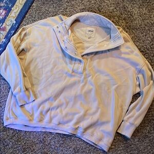 Aerie Getaway Quarter Snap Sweatshirt khaki